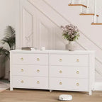 Commode à 7 tiroirs, commode de rangement en bois moderne, meuble TV, organisateur de tiroirs en bois avec poignées pour chambre, salon, couloir, blanc