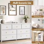 Commode à 7 tiroirs, commode de rangement en bois moderne, meuble TV, organisateur de tiroirs en bois avec poignées pour chambre, salon, couloir, blanc