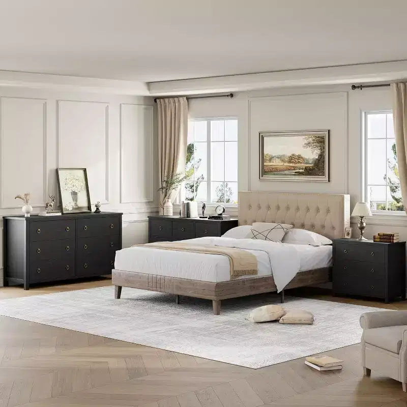 Commode à 7 tiroirs, commode de rangement en bois moderne, meuble TV, organisateur de tiroirs en bois avec poignées pour chambre, salon, couloir, blanc