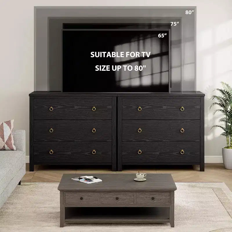 Commode à 7 tiroirs, commode de rangement en bois moderne, meuble TV, organisateur de tiroirs en bois avec poignées pour chambre, salon, couloir, blanc