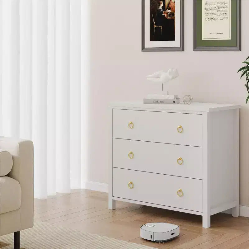 Commode à 7 tiroirs, commode de rangement en bois moderne, meuble TV, organisateur de tiroirs en bois avec poignées pour chambre, salon, couloir, blanc