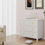 Commode à 7 tiroirs, commode de rangement en bois moderne, meuble TV, organisateur de tiroirs en bois avec poignées pour chambre, salon, couloir, blanc