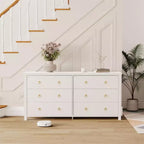 Commode à 7 tiroirs, commode de rangement en bois moderne, meuble TV, organisateur de tiroirs en bois avec poignées pour chambre, salon, couloir, blanc