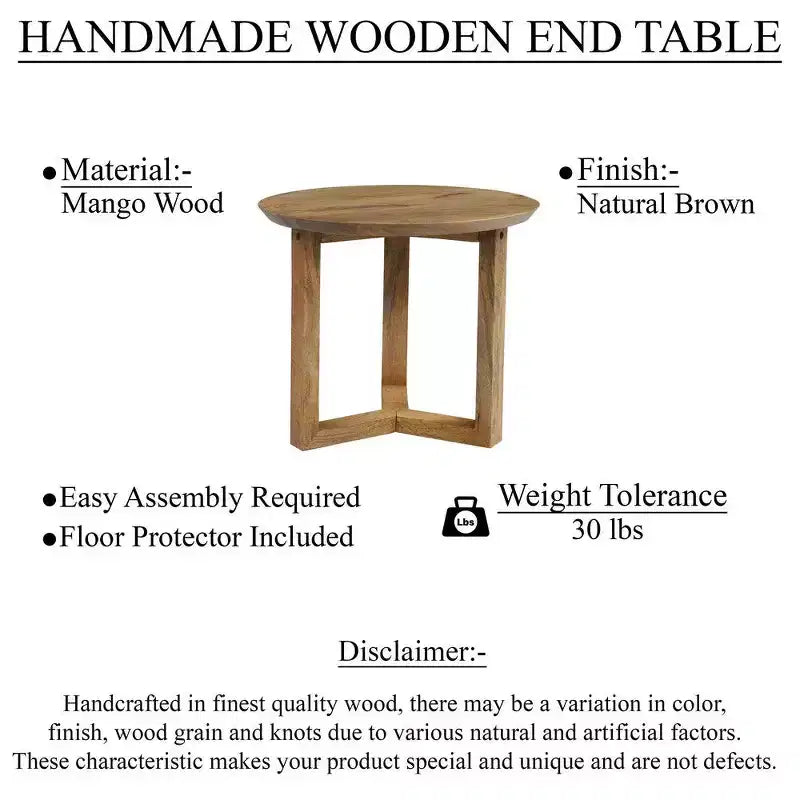 Table d'appoint ronde artisanale Royal Hampton 18.5 | Bois de manguier