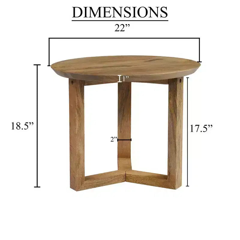 Table d'appoint ronde artisanale Royal Hampton 18.5 | Bois de manguier