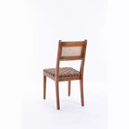 GDFStudio Karter Chaise de salle à manger moderne en bois d'hévéa et similicuir avec dossier en rotin (Lot de 2)