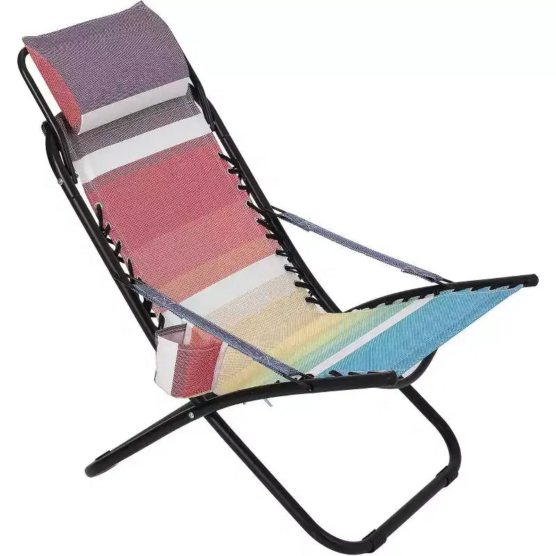 Chaises de plage pour adultes, chaise pliante portable avec appuie-tête et porte-gobelet, chaises de camping pour la plage et le jardin, supporte jusqu'à 113 kg