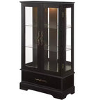 Vitrine en verre éclairée avec étagères réglables - Vitrine élégante à 2 portes et tiroir intégré, ampoule incluse