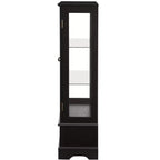 Vitrine en verre éclairée avec étagères réglables - Vitrine élégante à 2 portes et tiroir intégré, ampoule incluse