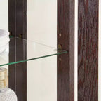 Vitrine en verre éclairée avec étagères réglables - Vitrine élégante à 2 portes et tiroir intégré, ampoule incluse