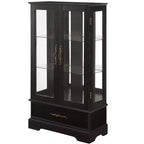 Vitrine en verre éclairée avec étagères réglables - Vitrine élégante à 2 portes et tiroir intégré, ampoule incluse