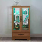Vitrine en verre éclairée avec étagères réglables - Vitrine élégante à 2 portes et tiroir intégré, ampoule incluse