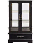Vitrine en verre éclairée avec étagères réglables - Vitrine élégante à 2 portes et tiroir intégré, ampoule incluse