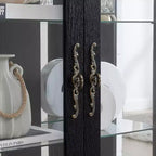 Vitrine en verre éclairée avec étagères réglables - Vitrine élégante à 2 portes et tiroir intégré, ampoule incluse