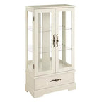 Vitrine en verre éclairée avec étagères réglables - Vitrine élégante à 2 portes et tiroir intégré, ampoule incluse