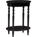 HomeStock Belmont Table d'appoint ovale 52 cm, Table d'appoint traditionnelle en bois massif avec étagère de rangement inférieure pour le salon ou le bureau