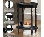 HomeStock Belmont Table d'appoint ovale 52 cm, Table d'appoint traditionnelle en bois massif avec étagère de rangement inférieure pour le salon ou le bureau