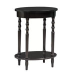 HomeStock Belmont Table d'appoint ovale 52 cm, Table d'appoint traditionnelle en bois massif avec étagère de rangement inférieure pour le salon ou le bureau