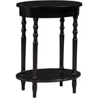 HomeStock Belmont Table d'appoint ovale 52 cm, Table d'appoint traditionnelle en bois massif avec étagère de rangement inférieure pour le salon ou le bureau