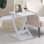 HomeStock Belmont – Table d'appoint avec plateau croisé et finition veinure de bois, table d'appoint contemporaine avec rangement ouvert pour la décoration du salon