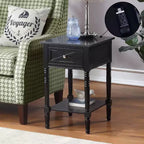 Table d'appoint HomeStock Belmont avec station de charge dissimulée, 2 prises, 2 ports USB, tiroir de rangement et étagère, table d'appoint élégante pour la maison