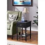Table d'appoint HomeStock Belmont avec station de charge dissimulée, 2 prises, 2 ports USB, tiroir de rangement et étagère, table d'appoint élégante pour la maison