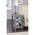 HomeStock Belmont End Table with Smooth Drawer, Nickel Knob and Three Tier Storage Shelving, Transitional Side Table for Living Room or Office