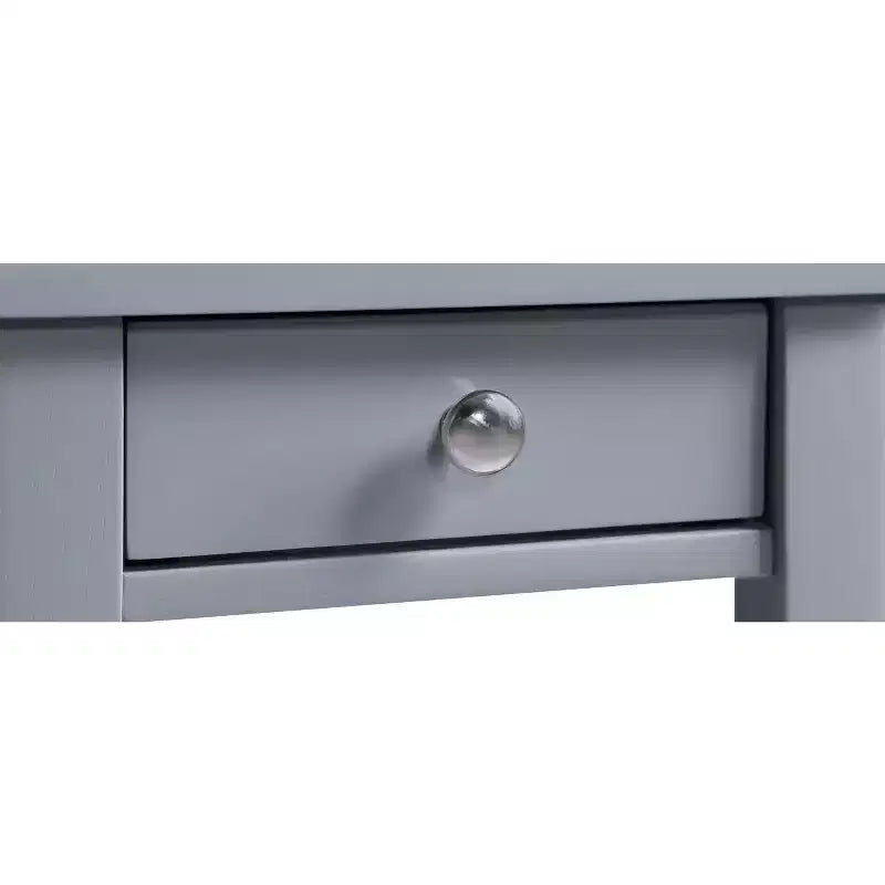 Table d'appoint Belmont HomeStock avec tiroir coulissant, bouton nickel et trois étagères de rangement, table d'appoint de style transitionnel pour salon ou bureau