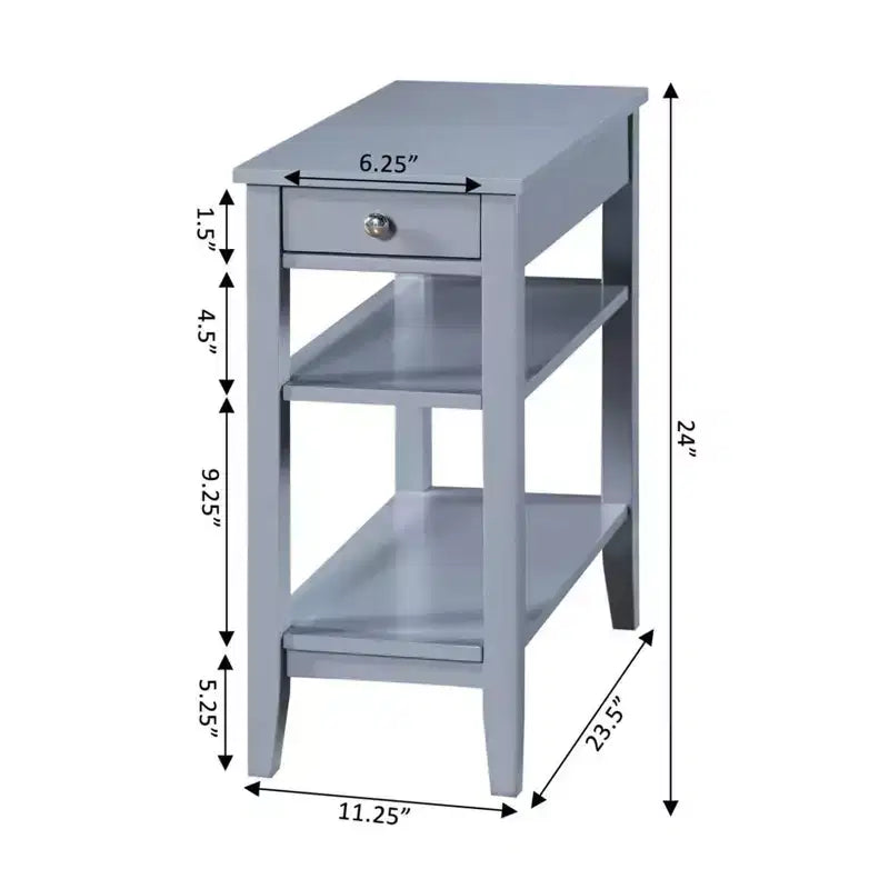Table d'appoint Belmont HomeStock avec tiroir coulissant, bouton nickel et trois étagères de rangement, table d'appoint de style transitionnel pour salon ou bureau