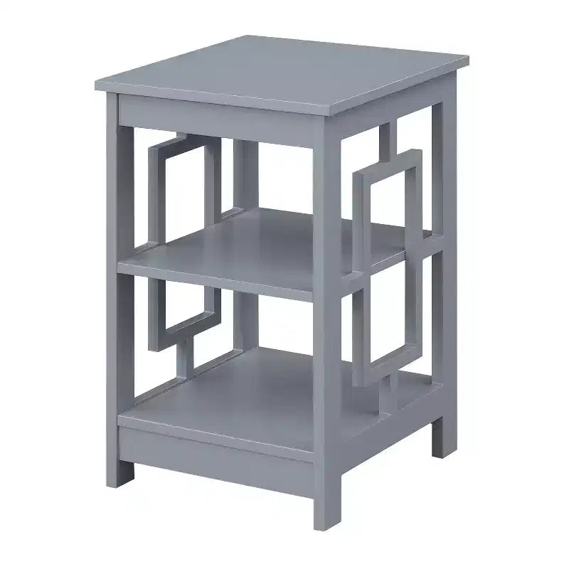 HomeStock Belmont Square End Table with Open Concept Design, Spacious Shelves and Symmetrical Frame, Modern Accent Table for Living Room