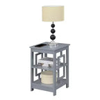 Table d'appoint carrée HomeStock Belmont avec conception à concept ouvert, étagères spacieuses et cadre symétrique, table d'appoint moderne pour salon