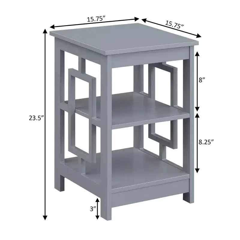 Table d'appoint carrée HomeStock Belmont avec conception à concept ouvert, étagères spacieuses et cadre symétrique, table d'appoint moderne pour salon