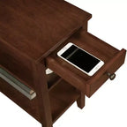 Table d'appoint HomeStock Belmont avec tiroir, station de charge intégrée, ports USB et trois étagères, table d'appoint moderne pour le rangement à domicile