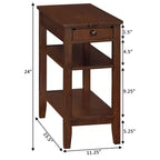 Table d'appoint HomeStock Belmont avec tiroir, station de charge intégrée, ports USB et trois étagères, table d'appoint moderne pour le rangement à domicile