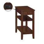Table d'appoint HomeStock Belmont avec tiroir, station de charge intégrée, ports USB et trois étagères, table d'appoint moderne pour le rangement à domicile