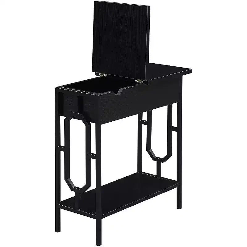 HomeStock Belmont Flip Top End Table with Hidden Charging Station, Two Outlets, Two USB Ports and Concealed Storage Compartment
