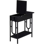 HomeStock Belmont Flip Top End Table with Hidden Charging Station, Two Outlets, Two USB Ports and Concealed Storage Compartment