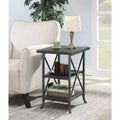 HomeStock Belmont End Table with Spacious Top, Open Bottom Shelf, Powder Coated Metal Frame and Rustic Modern Design