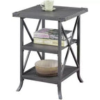 Table d'appoint Belmont de HomeStock avec plateau spacieux, étagère inférieure ouverte, cadre en métal thermolaqué et design rustique moderne