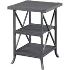 Table d'appoint Belmont de HomeStock avec plateau spacieux, étagère inférieure ouverte, cadre en métal thermolaqué et design rustique moderne