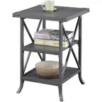 Table d'appoint Belmont de HomeStock avec plateau spacieux, étagère inférieure ouverte, cadre en métal thermolaqué et design rustique moderne