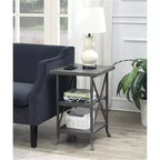 Table d'appoint Belmont de HomeStock avec plateau spacieux, étagère inférieure ouverte, cadre en métal thermolaqué et design rustique moderne