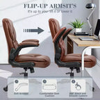 Chaise de bureau KERDOM, chaise de bureau en cuir PU pivotante avec hauteur réglable, marron