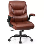 Chaise de bureau KERDOM, chaise de bureau en cuir PU pivotante avec hauteur réglable, marron