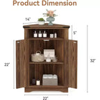 Meuble de Salle de Bain de Ferme avec Rangement Petit Meuble d'Angle avec Portes Coulissantes et Étagère Réglable pour Petits Espaces, Cuisine, Salon