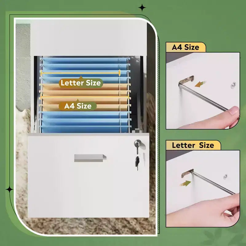 Meuble de classement vertical GALAXHERO à 3 tiroirs en bois avec serrure - Rangement pour bureau à domicile et support d'imprimante pour formats lettre/A4