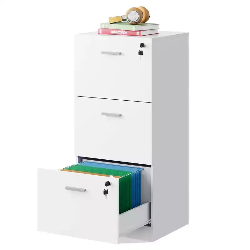 Meuble de classement vertical GALAXHERO à 3 tiroirs en bois avec serrure - Rangement pour bureau à domicile et support d'imprimante pour formats lettre/A4