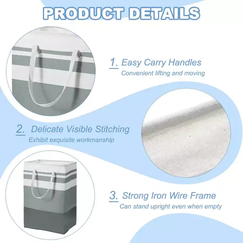 Unique Bargains Grand panier à linge pliable et imperméable avec poignées de transport faciles, lot de 2