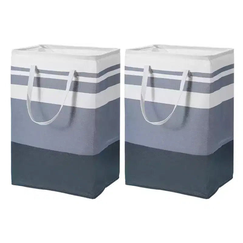 Unique Bargains Large Foldable Waterproof Storage Easy Carry Handles Laundry Basket 2 Pcs