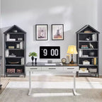 Étagère à livres avec tablettes réglables, grande étagère de rangement de 75,9 pouces de hauteur, bibliothèque à 5 niveaux avec étagères ouvertes et dessus triangulaire